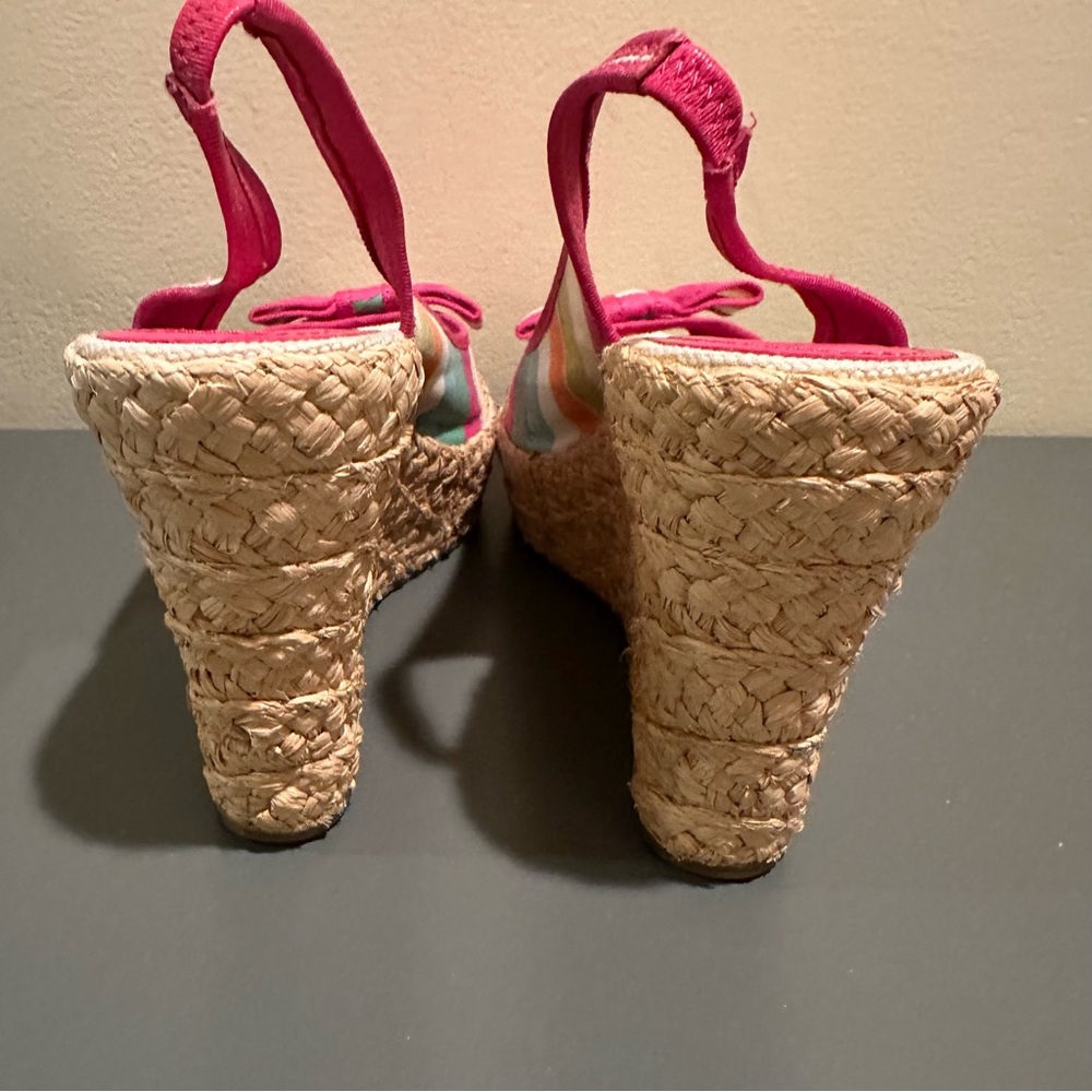 Coach Grace Watercolor straw wedge sandals multicolored Y2K Size 8.5 - Picture 9 of 11